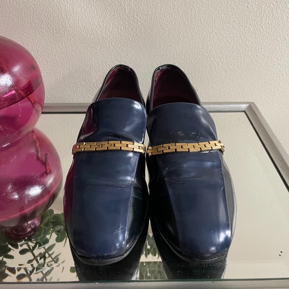 CELINE Navy & Gold Leather  Loafers Womens 5 - Picture 1 of 15